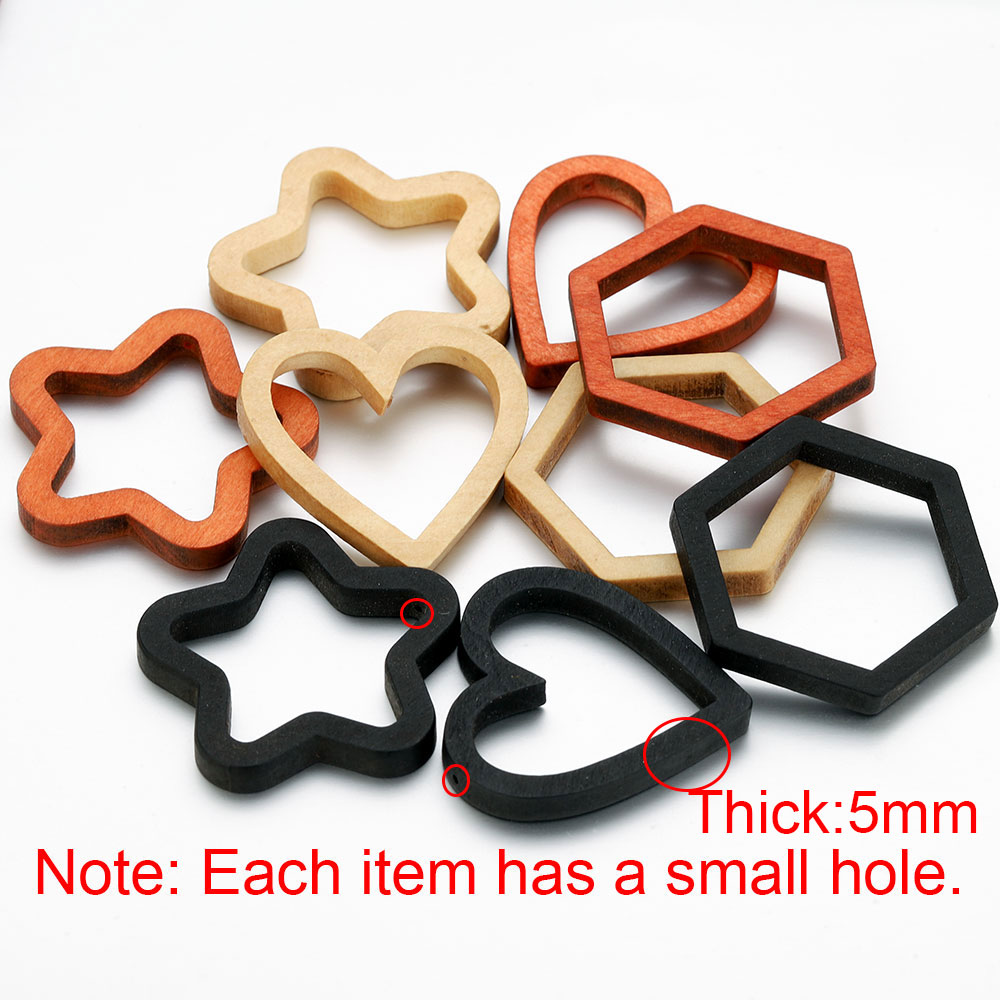 Resin Crafts - 10pcs DIY 쥬얼리 만들기위한 나무 심장