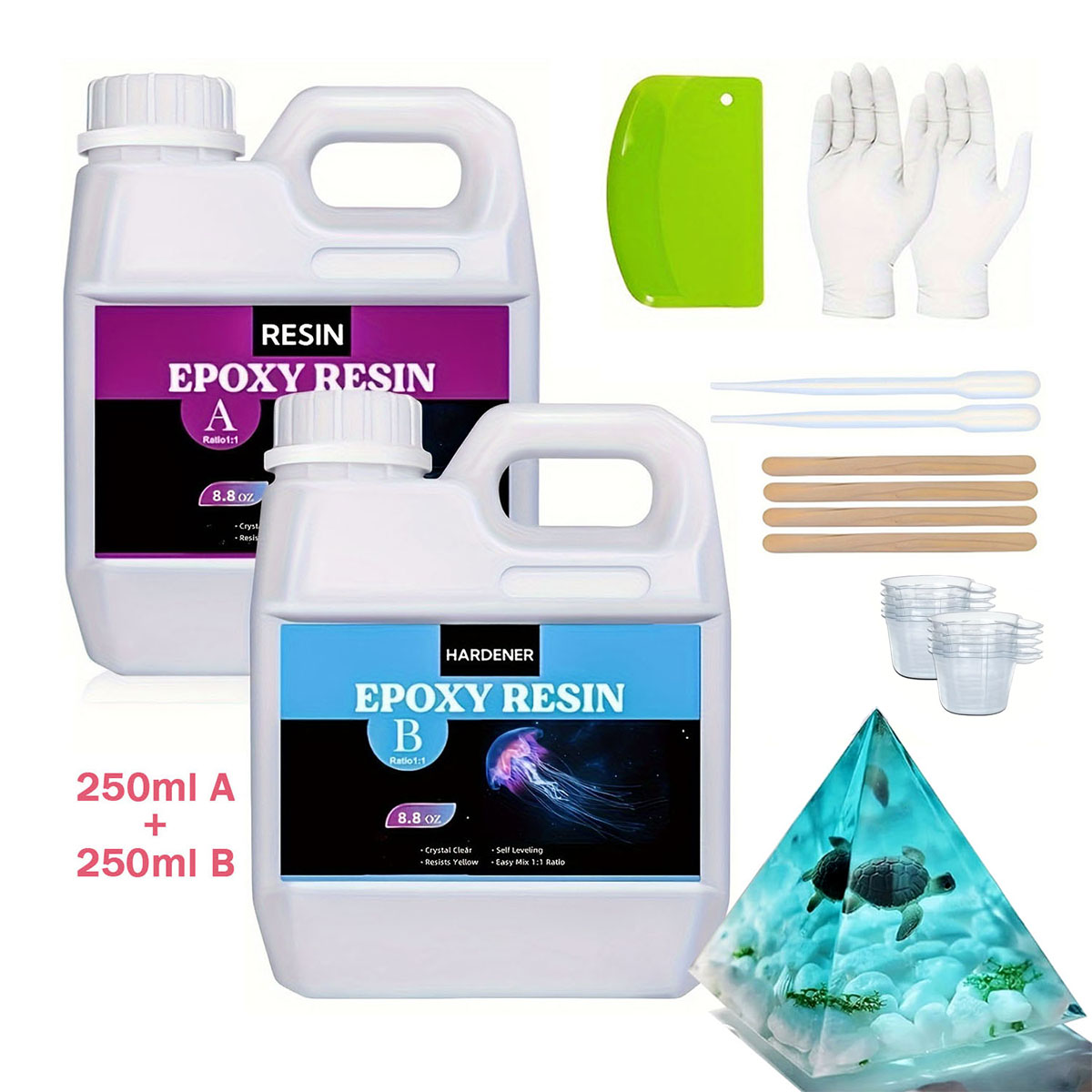 Resin Jewelry Kit - 125ml/250ml 크리스탈 클리어 캐스팅 수지 키트,
