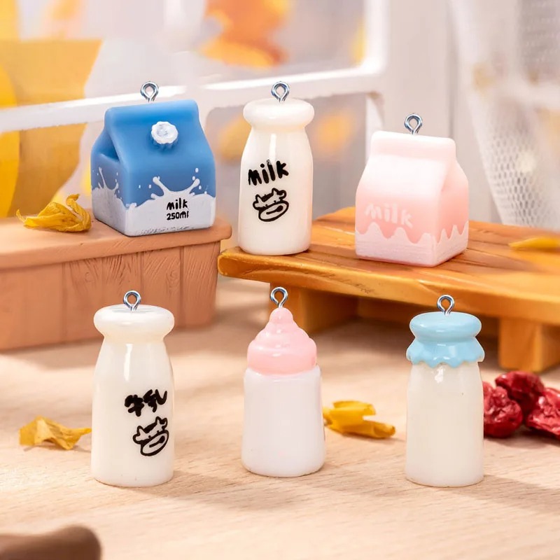 Resin Craft Projects - 10Pcs 미니 우유 병 수지 매력