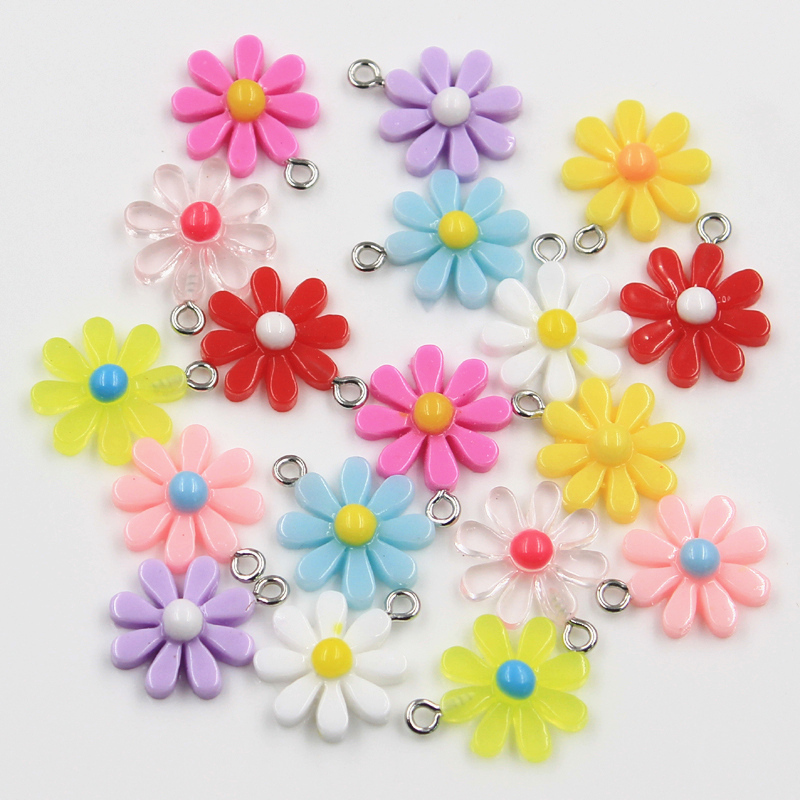 Flower Preservation Resin - 매력 꽃 해바라기 데이지 20x16mm 펜던트