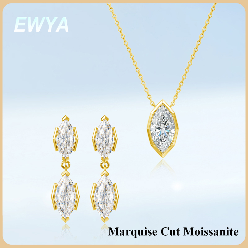 Bezels Set Pendant - EWYA 3CT 마퀴즈 컷 모이사나이트 베젤
