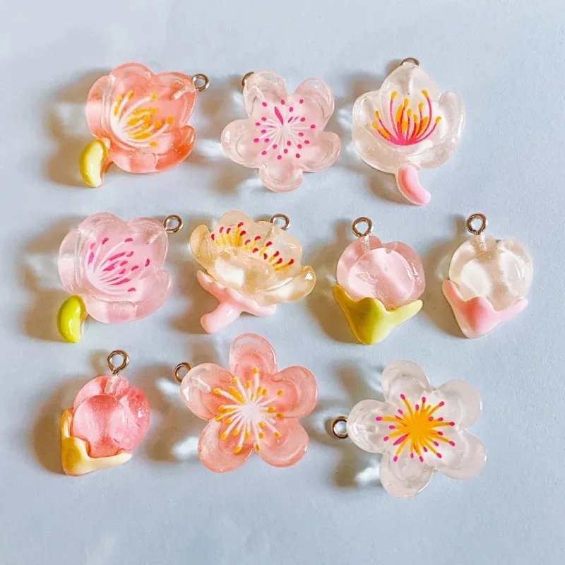 Flower Preservation Resin - 10개 투명 꽃 레진 참 장식품