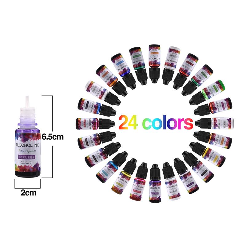 24 색/세트 10ml 수지 안료 아트 잉크 알코올 액 - Resin Dye Alcohol 리뷰 및 가격
