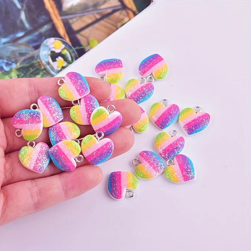 10Pcs 다채로운 하트 수지 참 귀여운 혼합 색상 사 - Resin Craft Projects 리뷰 및 가격