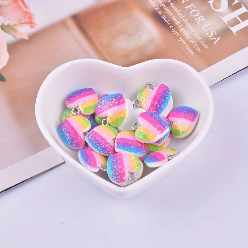 10Pcs 다채로운 하트 수지 참 귀여운 혼합 색상 사 - Resin Craft Projects 리뷰 및 가격