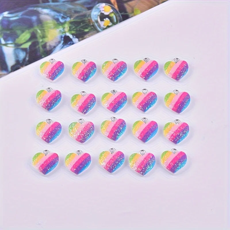 10Pcs 다채로운 하트 수지 참 귀여운 혼합 색상 사 - Resin Craft Projects 리뷰 및 가격