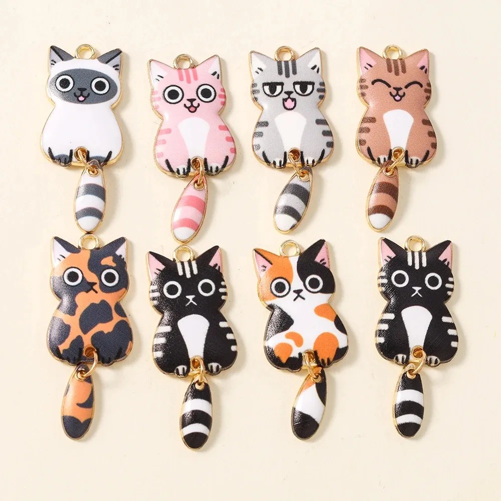 10Pcs 16×39mm 귀여운 만화 고양이 수지 참  - Resin Craft Projects 리뷰 및 가격