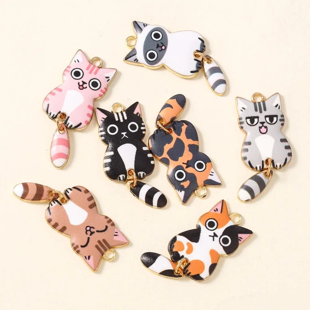 10Pcs 16×39mm 귀여운 만화 고양이 수지 참  - Resin Craft Projects 리뷰 및 가격