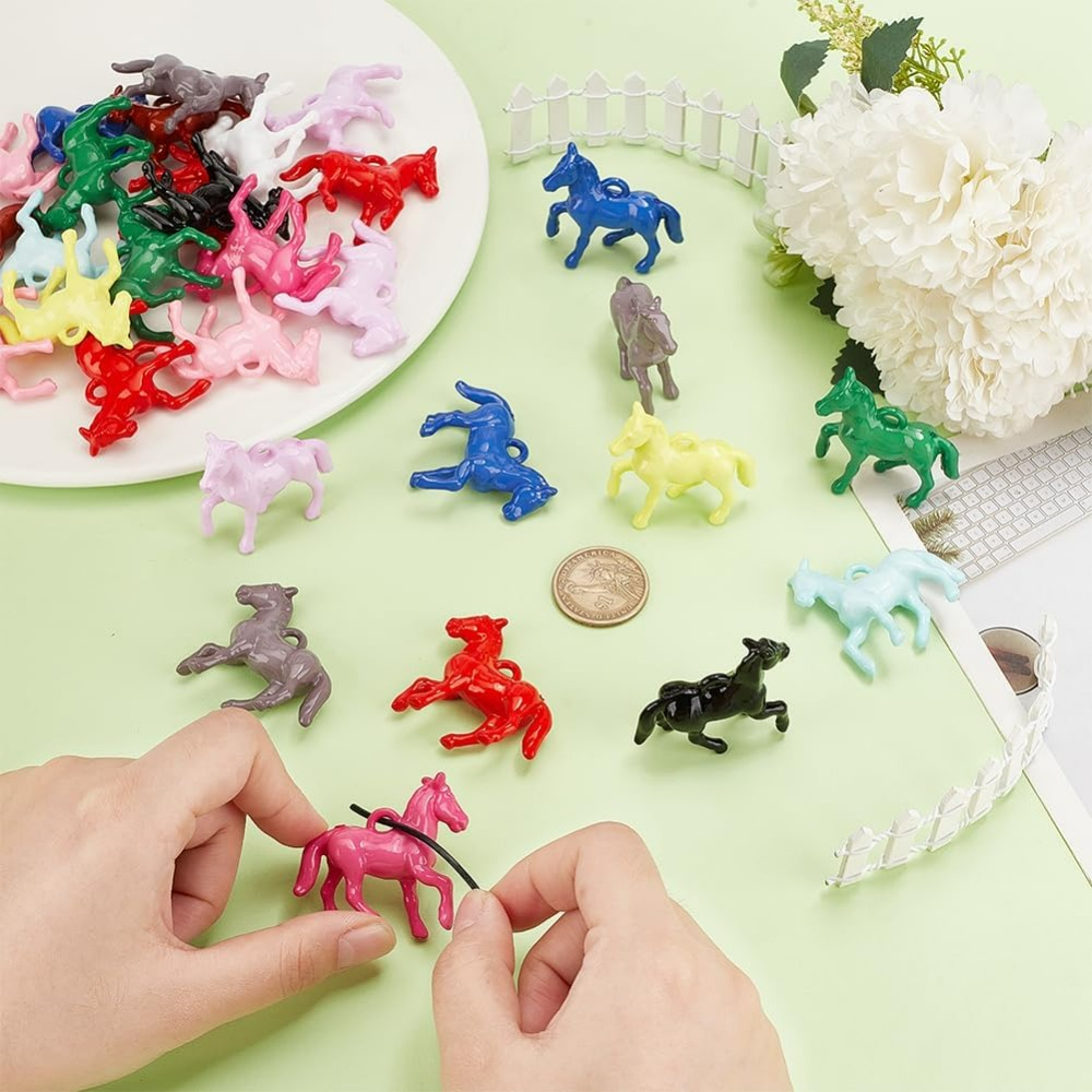 48개 불투명 아크릴 펜던트 12가지 색상 작은 말 동 - Resin Crafts 리뷰 및 가격