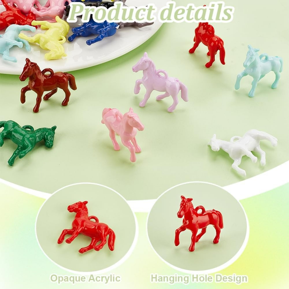 48개 불투명 아크릴 펜던트 12가지 색상 작은 말 동 - Resin Crafts 리뷰 및 가격