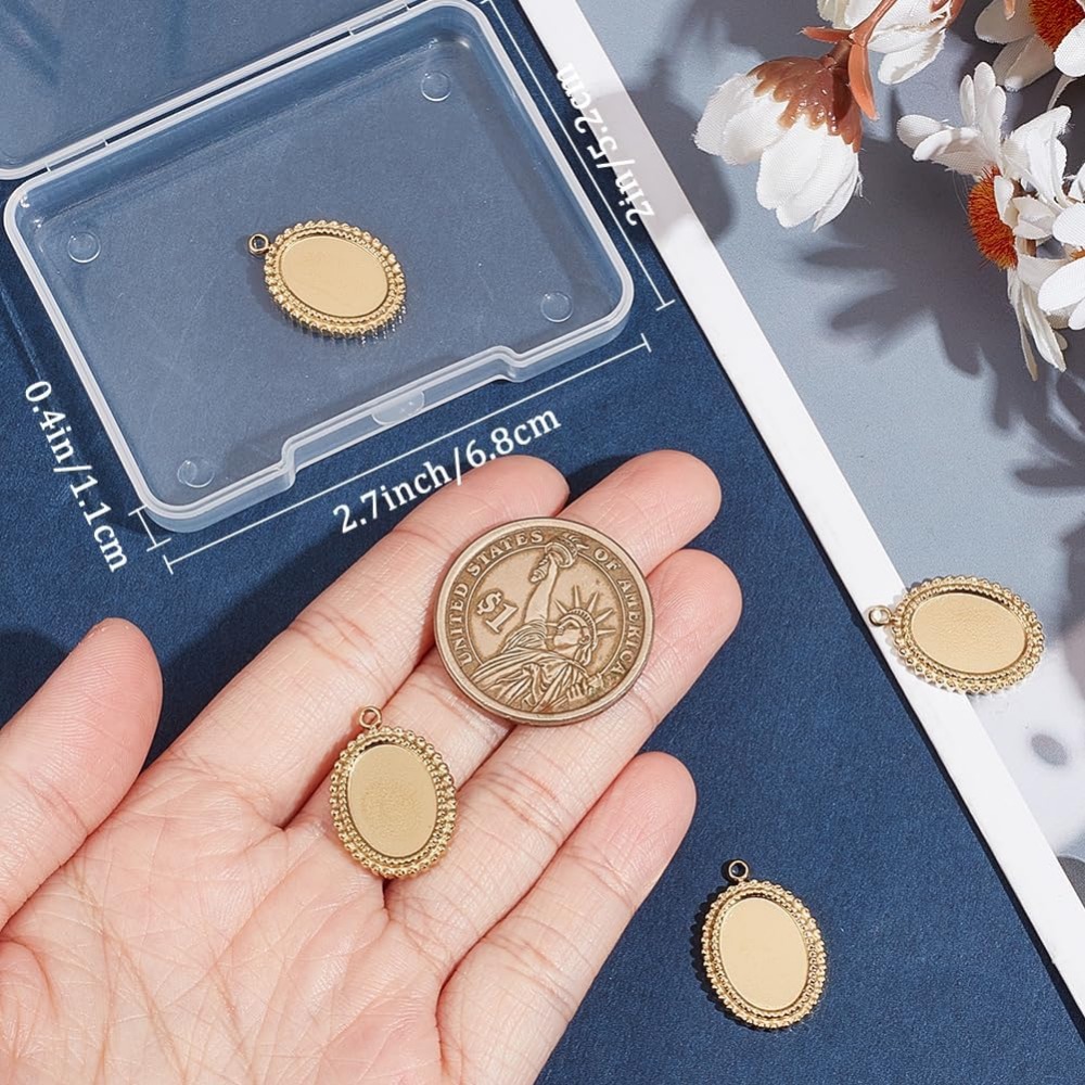 6Pcs 카보 숑 설정 매력 14K 골드 도금 스테인레 - Bezels Set Pendant 리뷰 및 가격