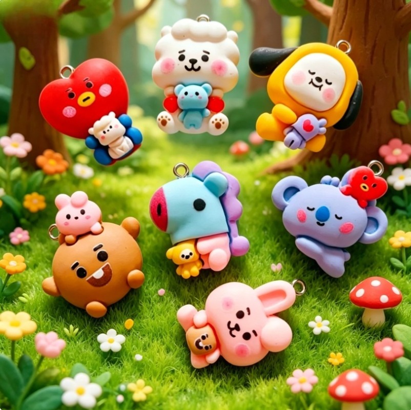 7pcs BT21 수지 만화 참 DIY 액세서리 공예  - Resin Craft Projects 리뷰 및 가격
