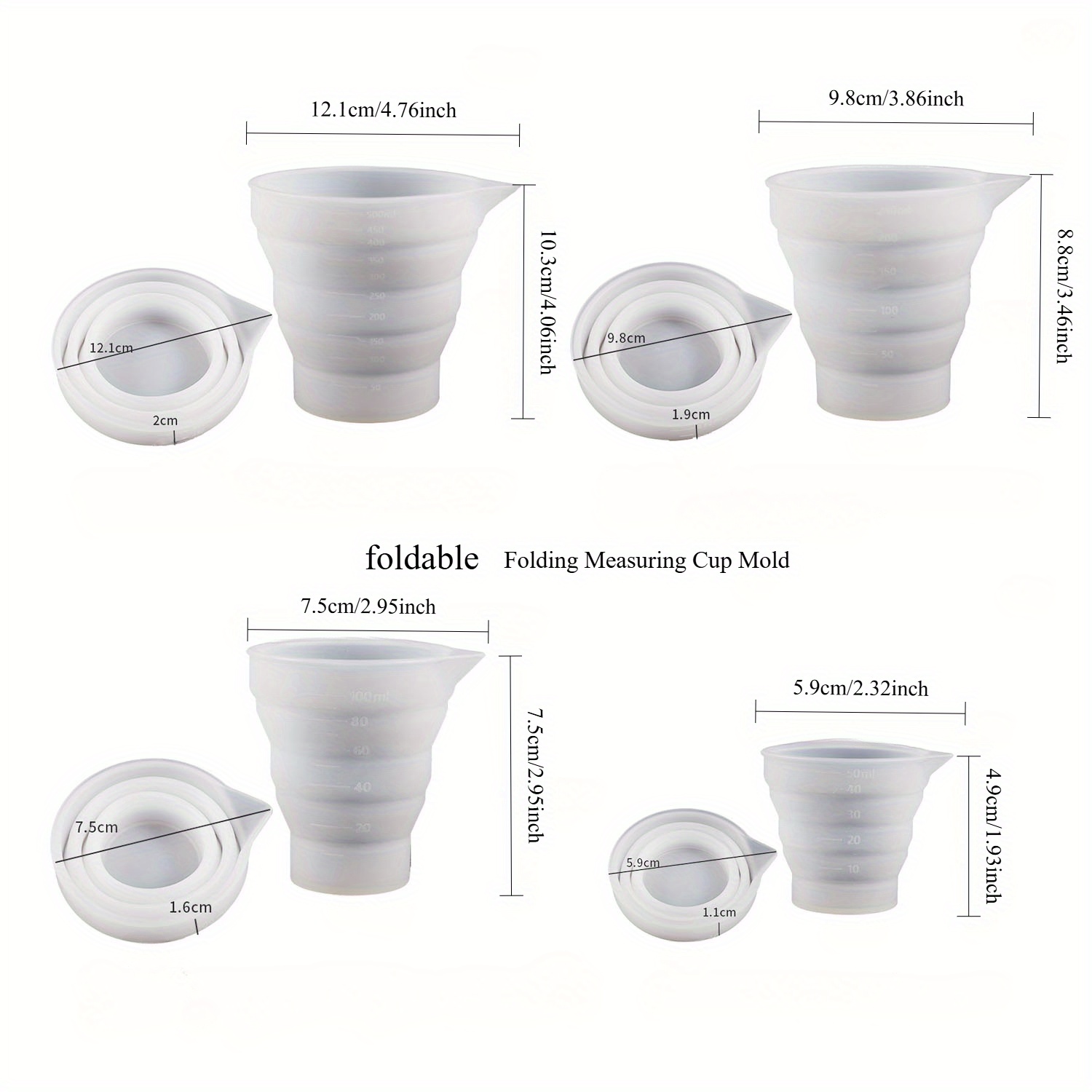 50-500ml 접이식 실리콘 측정 컵 다중 사양 휴대 - Mixing Cup Silicone 리뷰 및 가격
