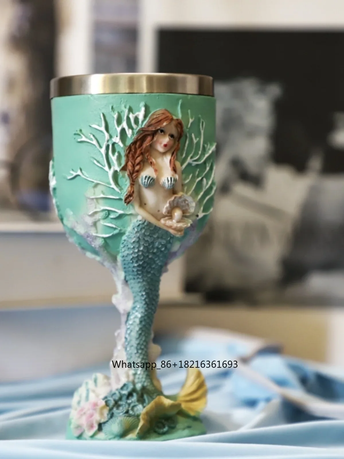 3D 조각 인어 손으로 그린 공예 고블릿 레진 창의적인 - Resin Crafts 리뷰 및 가격