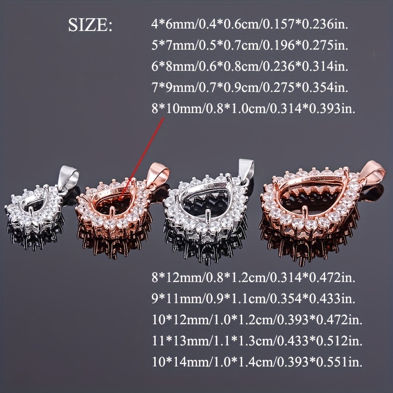 1pc 로즈 황금 은빛 눈물 드롭 배 모양 프롱 베젤  - Bezels Set Pendant 리뷰 및 가격