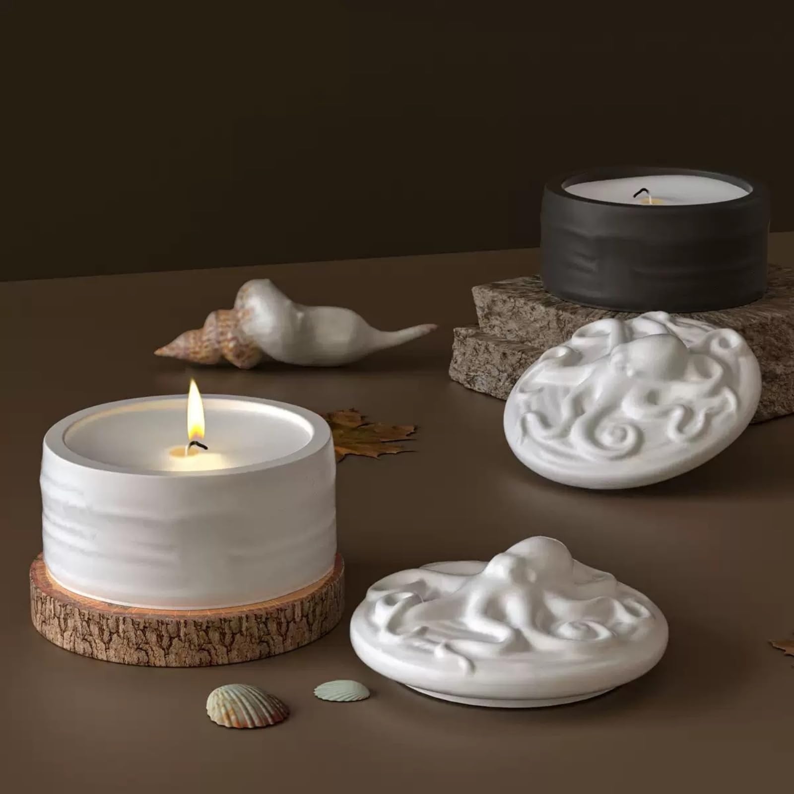 문어 뚜껑 양초 용기 실리콘 몰드 세트 웨이브 텍스처  - Resin Ocean Wave Mold 리뷰 및 가격