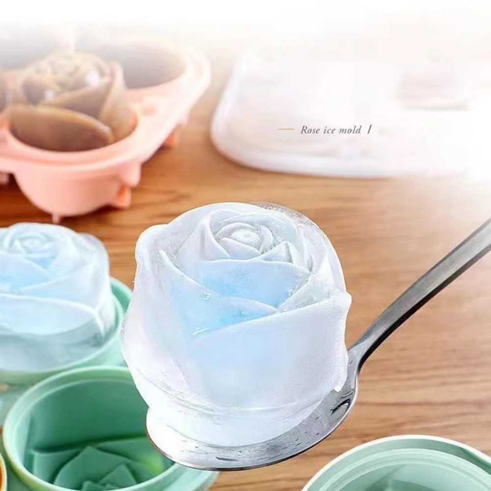 3D 장미 모양 실리콘 아이스 몰드 4구 얼음 트레이  - Silicone Mold Tray 리뷰 및 가격