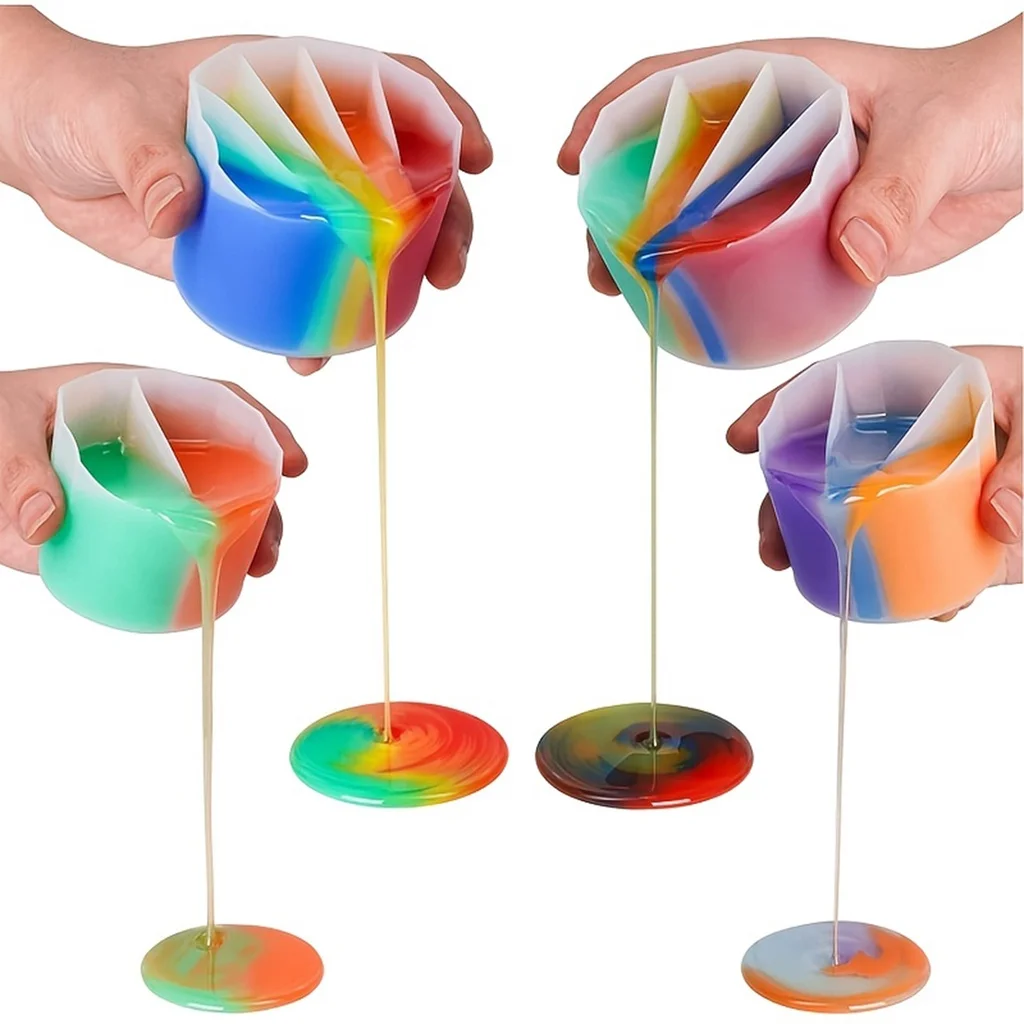 페인트 붓기 용 색상 혼합 분할 컵 DIY 수제 유체  - Mixing Cup Silicone 리뷰 및 가격