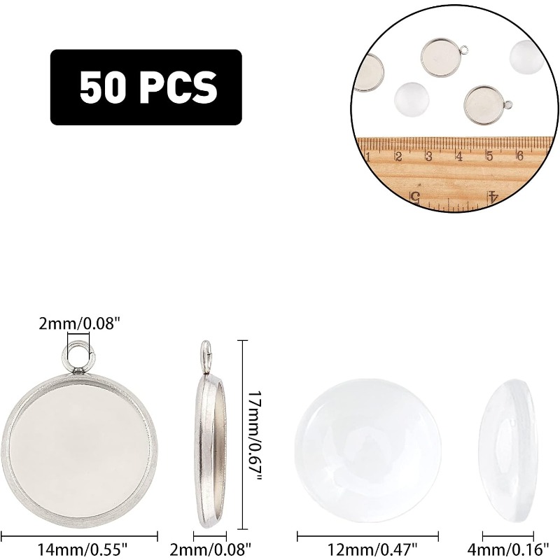 투명 유리 카보숑 반원형 트레이 펜던트, 스테인리스 스 - Bezels Set Pendant 리뷰 및 가격